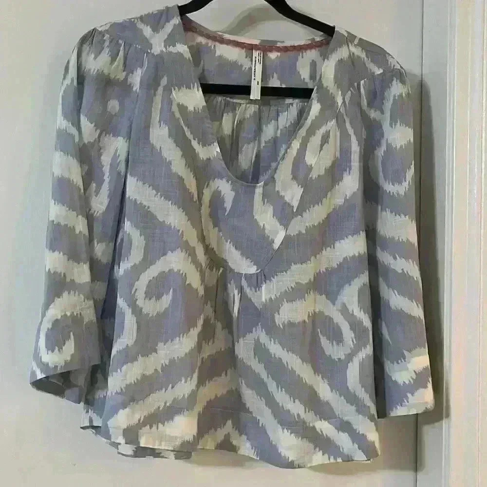 Anthropologie tops | Anthropologie Laverne kimono blue white blouse pullover - Picture 3 of 9